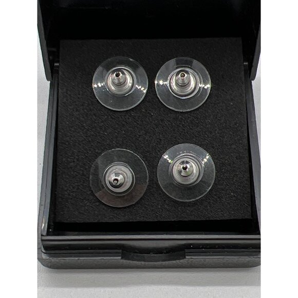 Elegant Two Pair Crystal & Pearl Stud Earrings In Gift Box - Picture 3 of 4